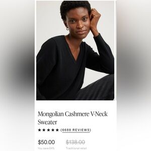 NWOT Quince V Neck Cashmere Sweater